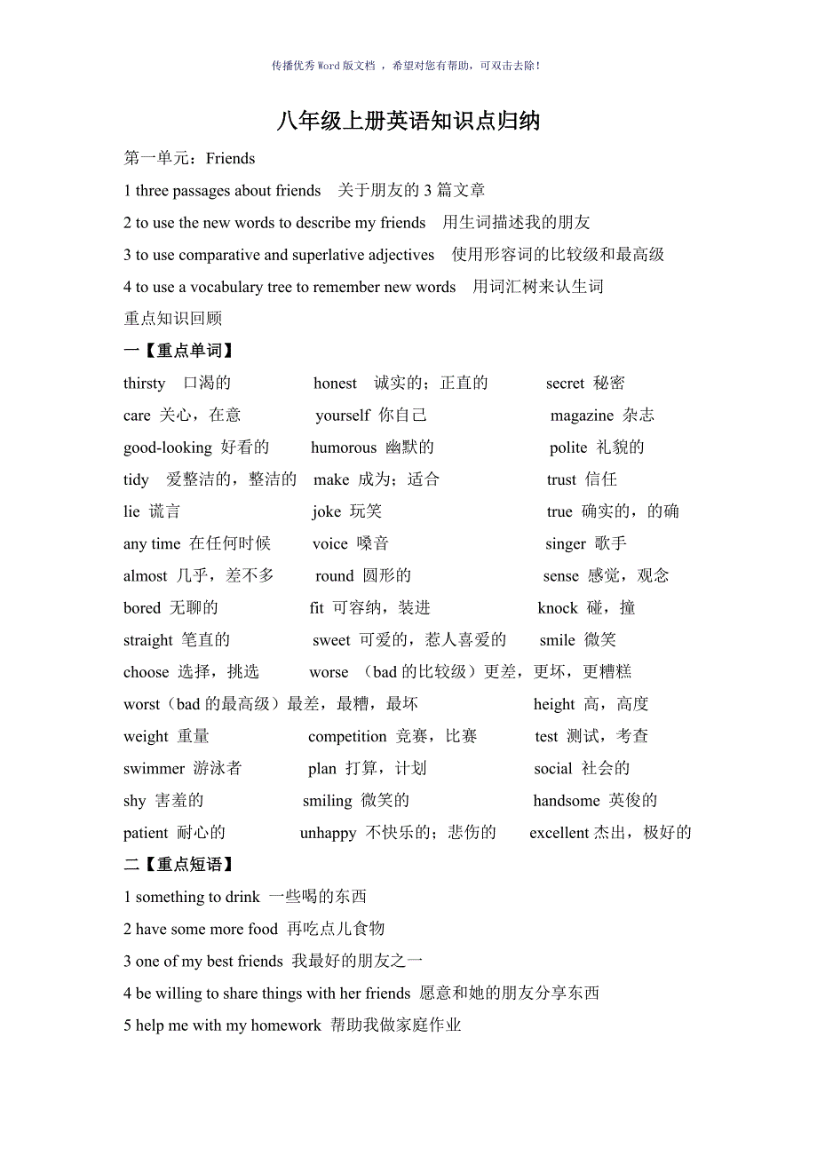 译林牛津英语8上英语知识点新Word版_第1页