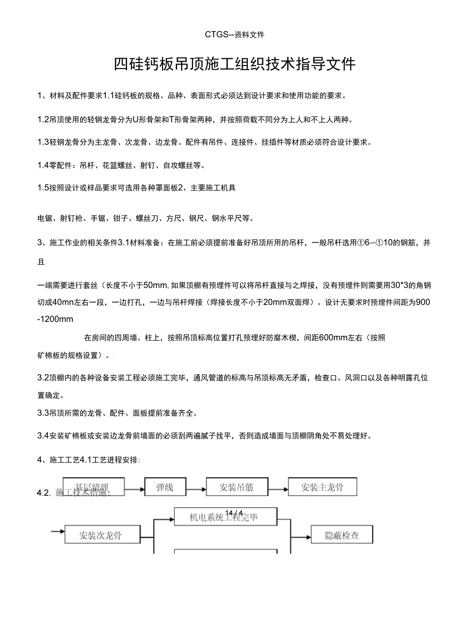 [技术科]硅钙板吊顶施工方案129_第1页