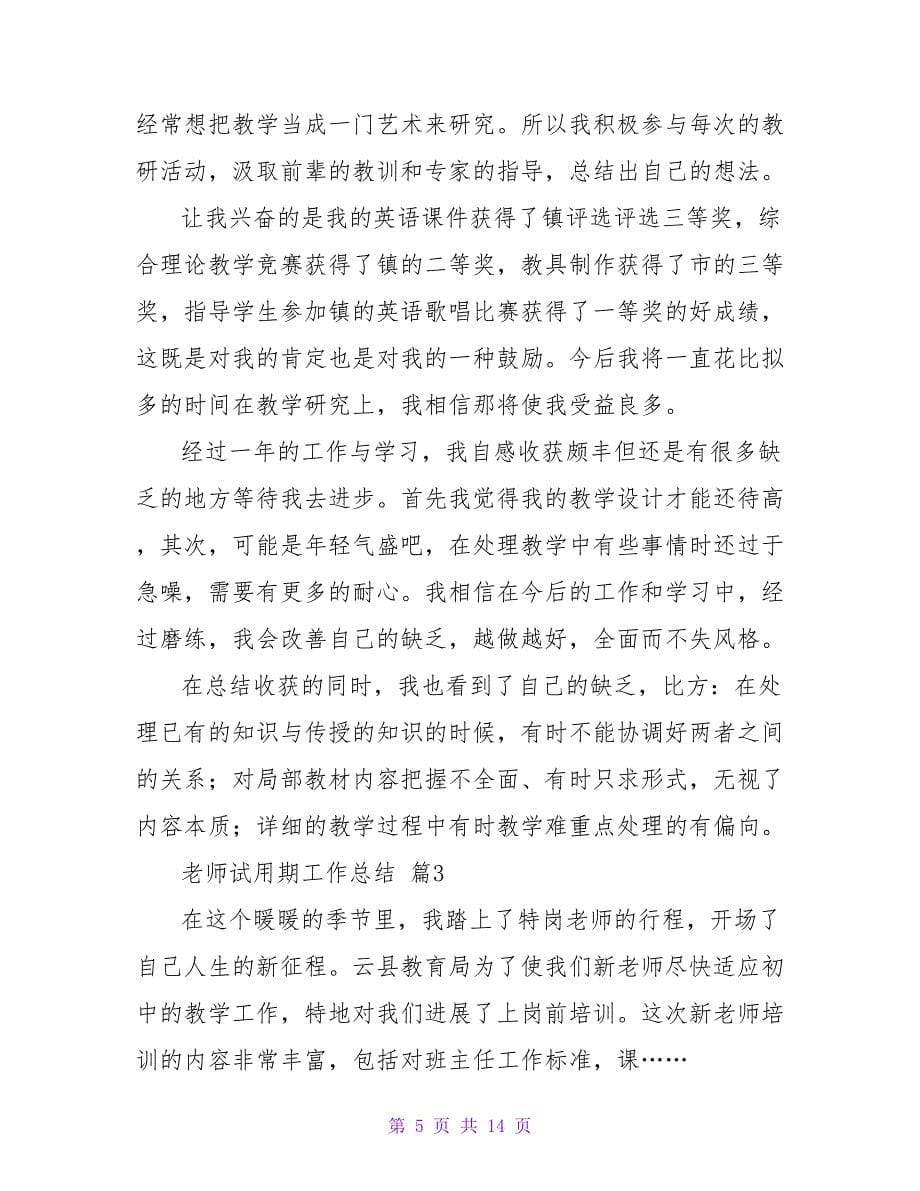 教师试用期工作总结范文集锦五篇.doc_第5页