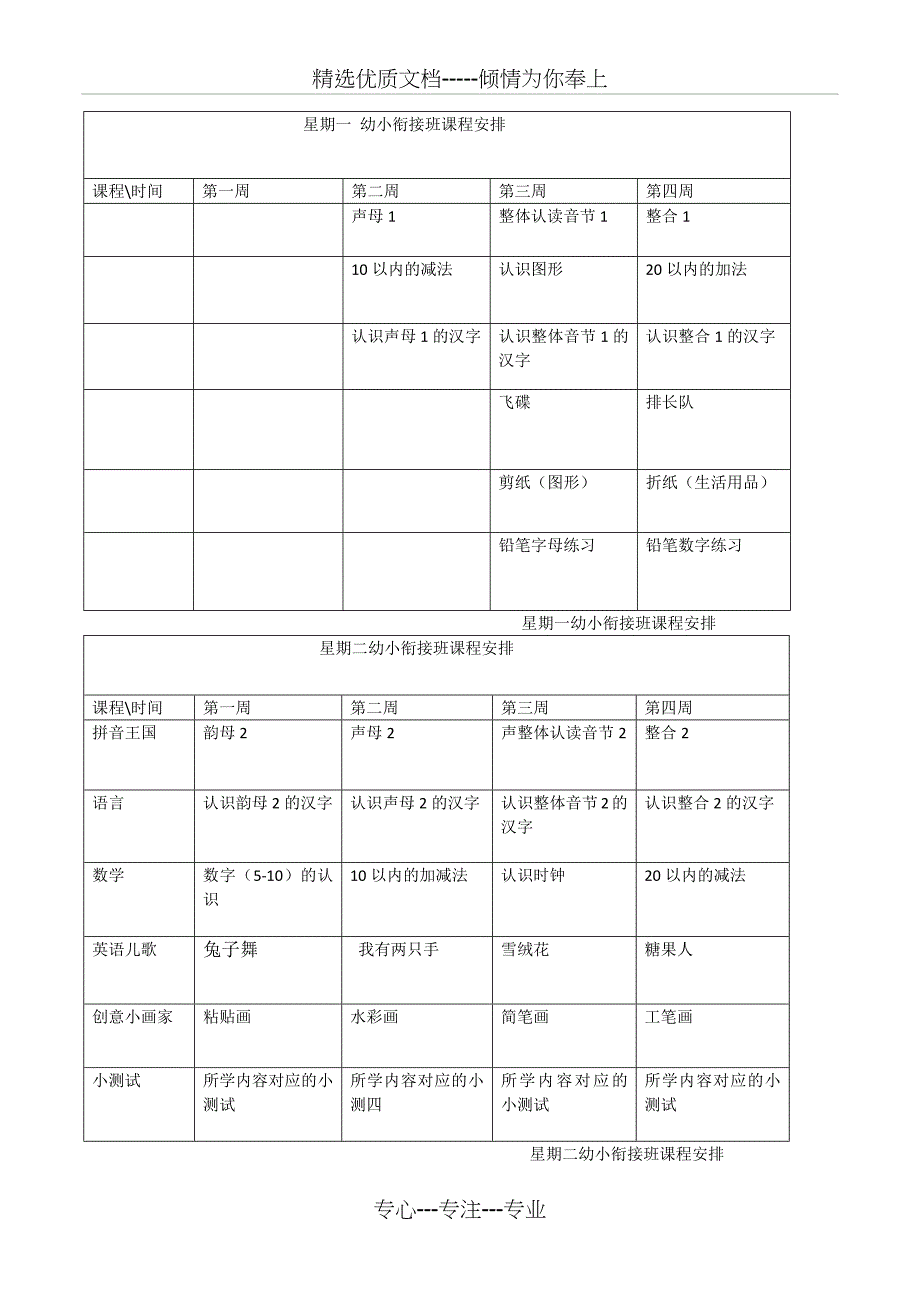 幼小衔接班课程详细安排表(共3页)_第1页