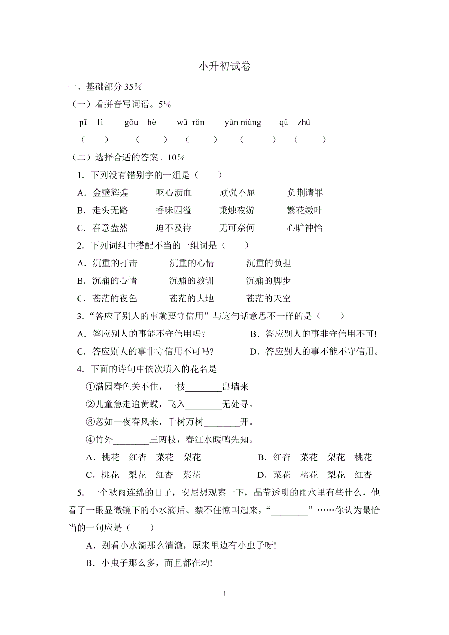 小升初测试卷.doc_第1页