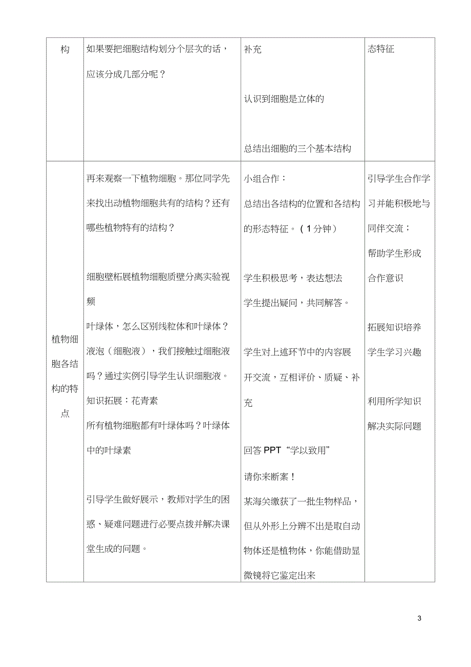 冀教版《细胞的结构》教学设计_第4页