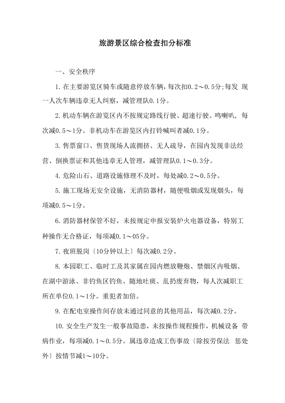 旅游景区综合检查扣分标准_第1页