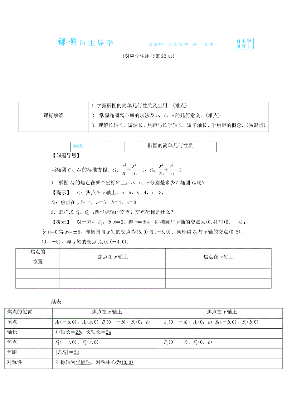 2014-2015学年高二数学教案：212第1课时《椭圆的简单几何性质》（新人教A版选修1-1）_第3页