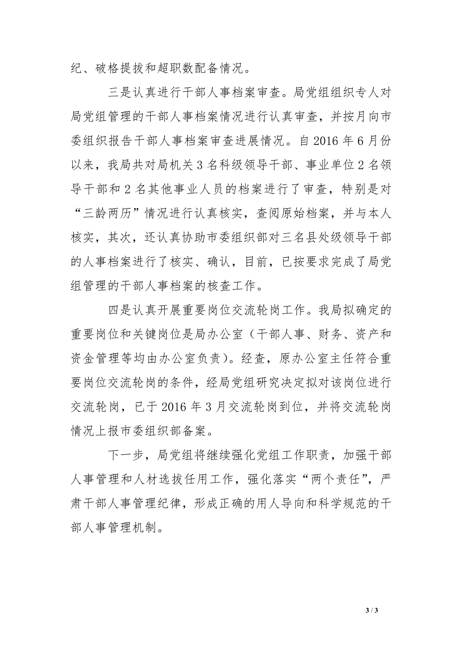 干部人事管理突出问题专项整治工作自查报告_第3页