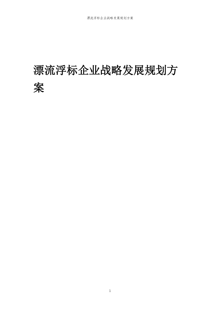 2023年漂流浮标企业战略发展规划方案_第1页