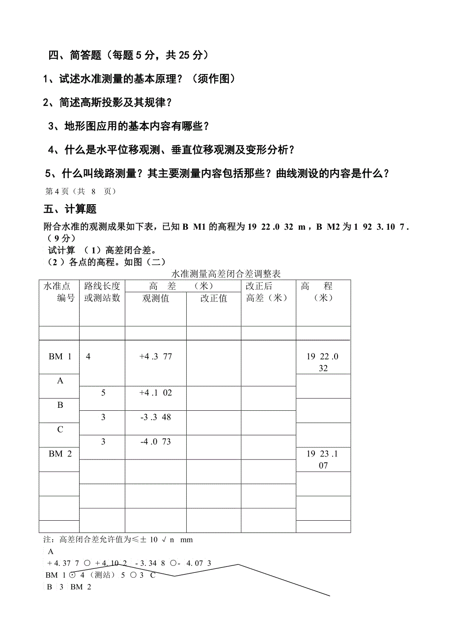 《水利工程测量》函授期终试题A卷_第4页