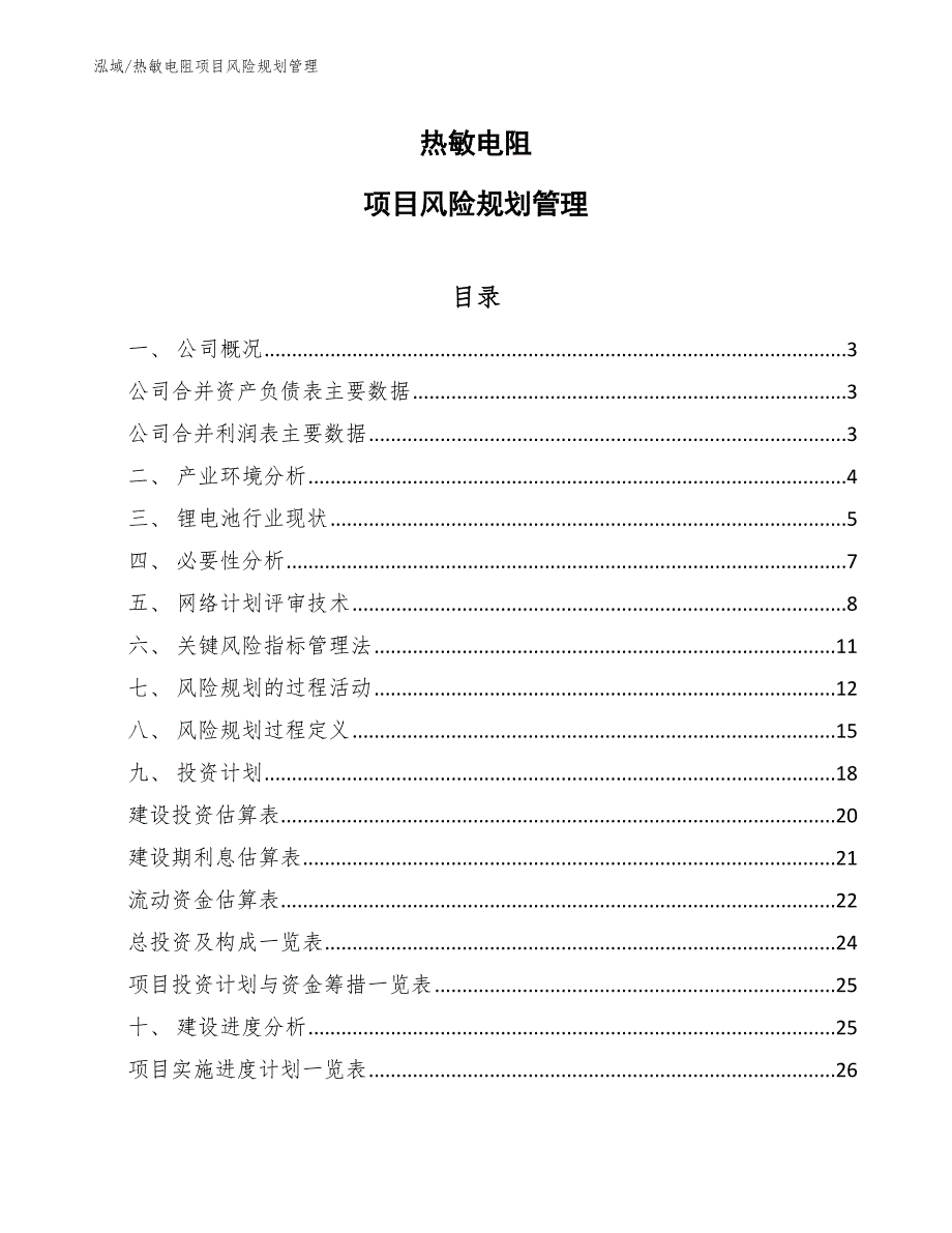 热敏电阻项目风险规划管理【参考】_第1页