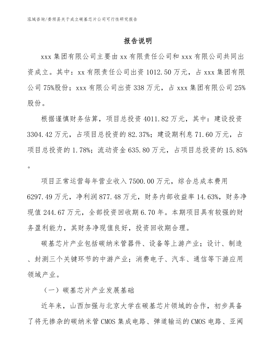 娄烦县关于成立碳基芯片公司可行性研究报告_参考范文_第2页