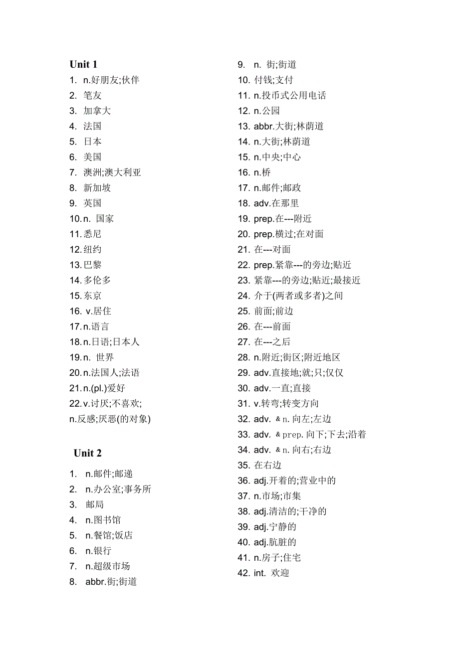 七年级下册英语单词表人教版汉语_第1页