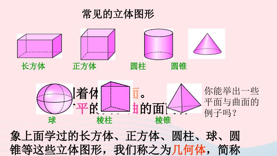 七年级数学上册教学课件-第四章几何图形初步4.1几何图形4.1.2点线面体_第4页