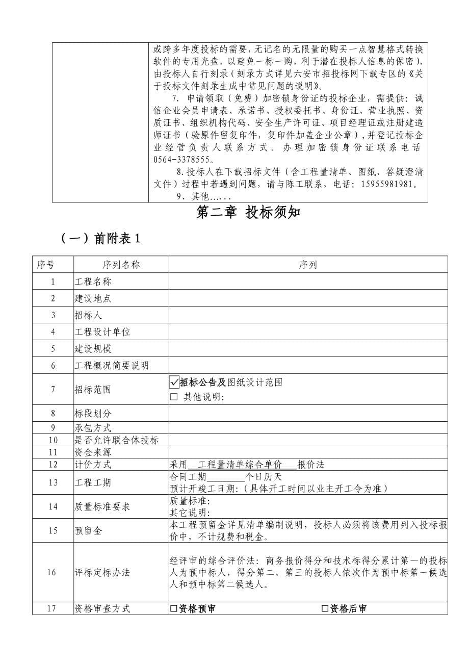 建设项目招投标招标文件模板综合评标办法_第5页