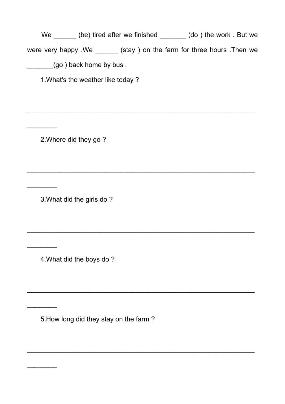 小学五年级英语阅读理解试题及答案15篇_第5页