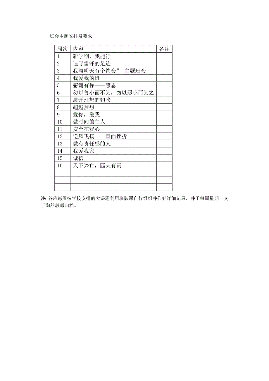 班会主题安排及要求更正_第1页