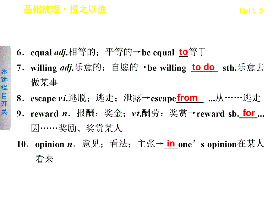 步步高英语大一轮复习展示课件（人教版）：必修1Unit5_第5页