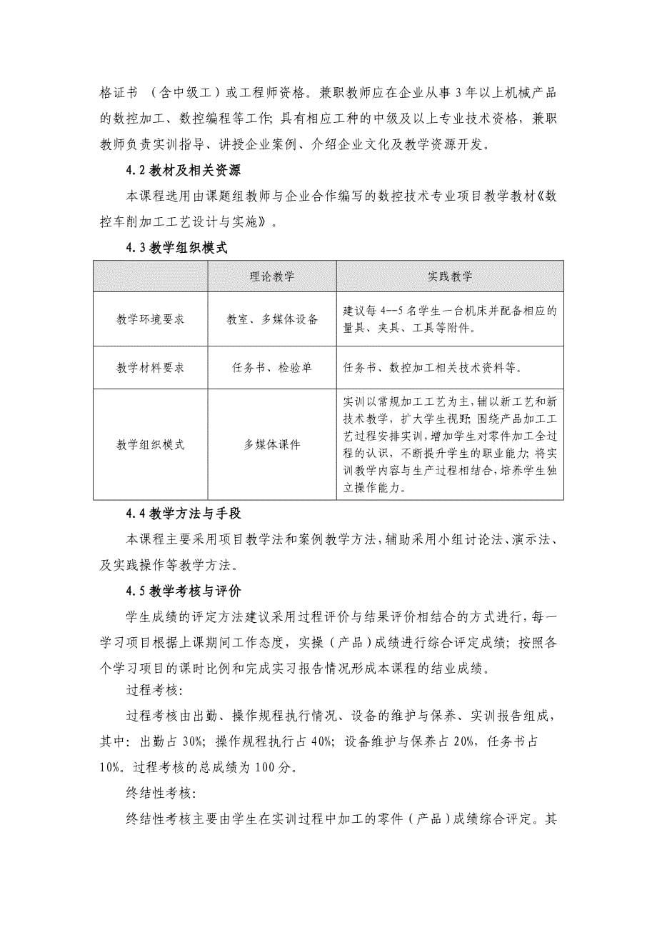 《汽车典型零件的数控车生产》课程标准_第5页