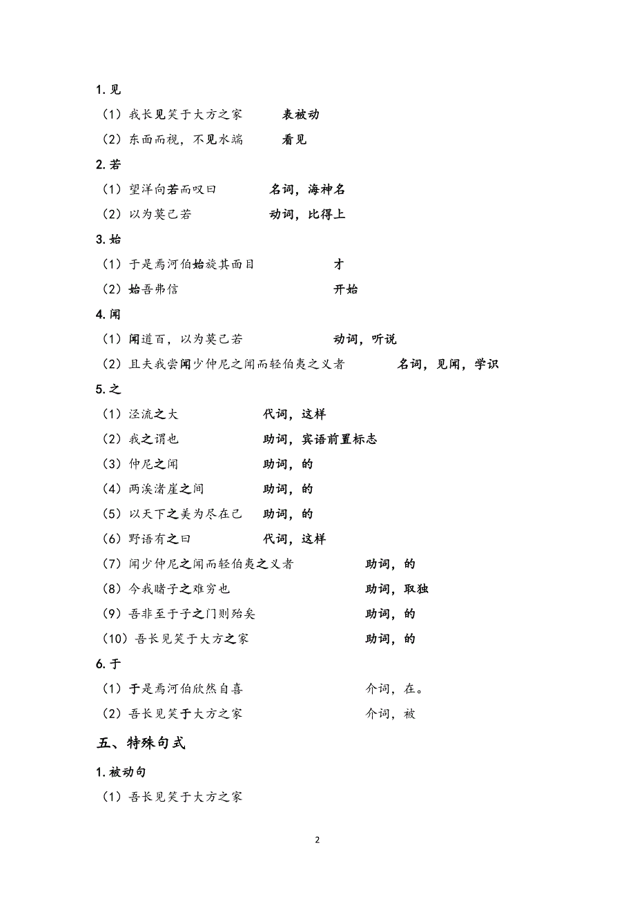 《秋水》文言文知识整理_第2页