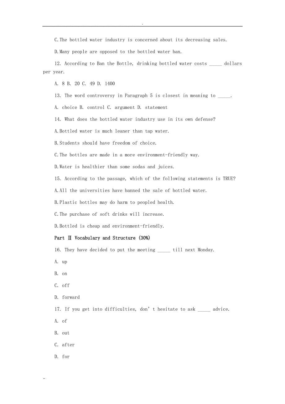 北京地区成人本科学士学位英语统一考试真题及答案.doc_第5页