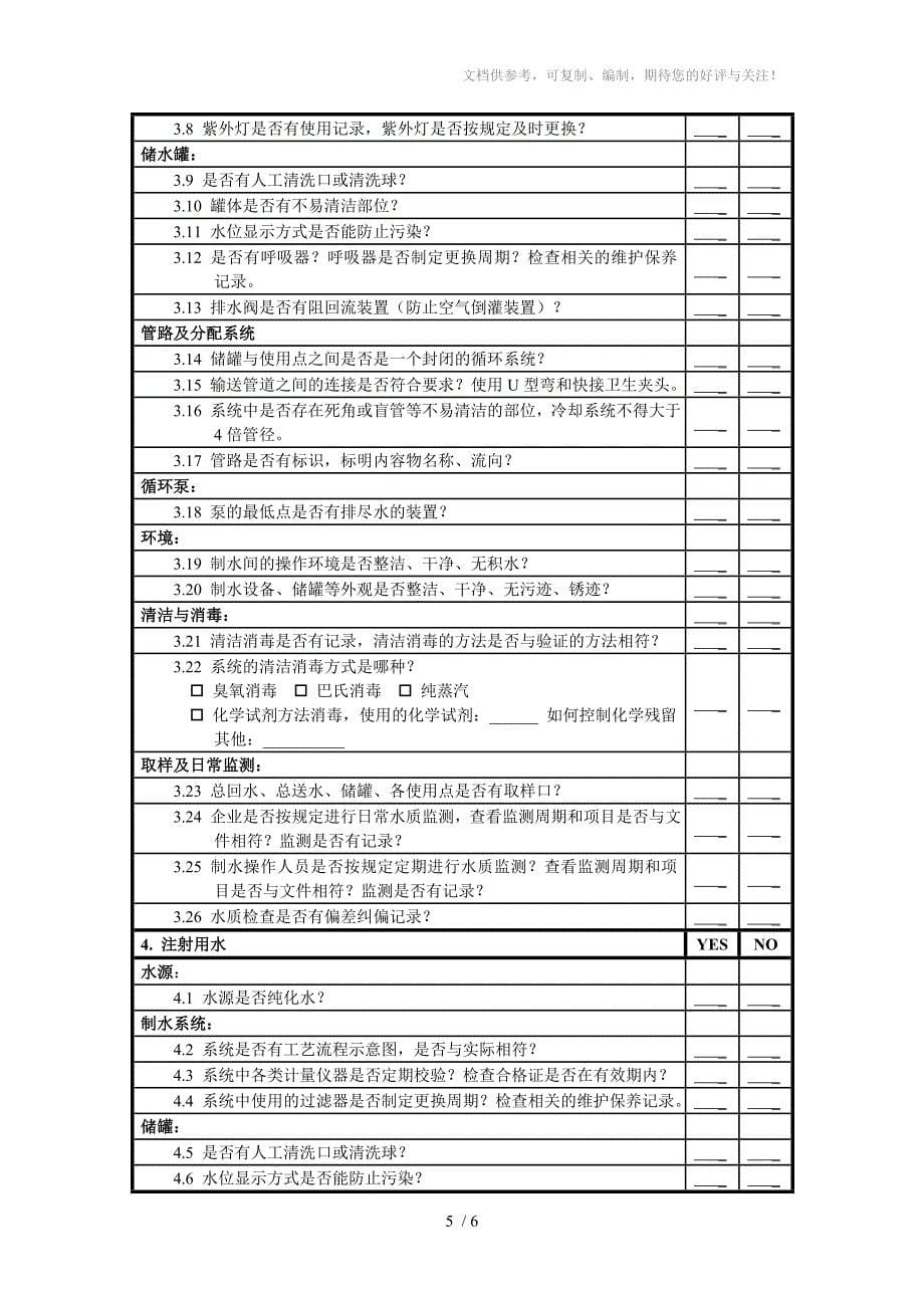 制药用水审计模版_第5页