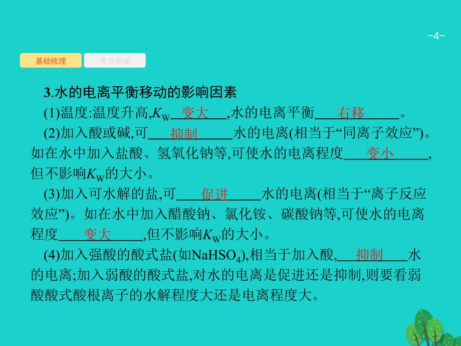 2018届高考化学一轮复习 8.2 水的电离和溶液的酸碱性课件 新人教版_第4页