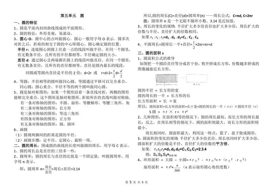 数学六年级上册知识点整理归纳-修订_第5页