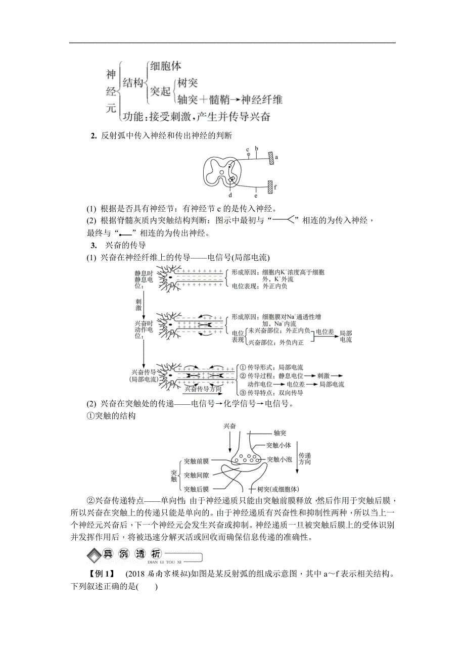 版江苏省生物学业水平测试复习红皮书讲解：必修3 第二十二讲　人体的神经调节_第2页