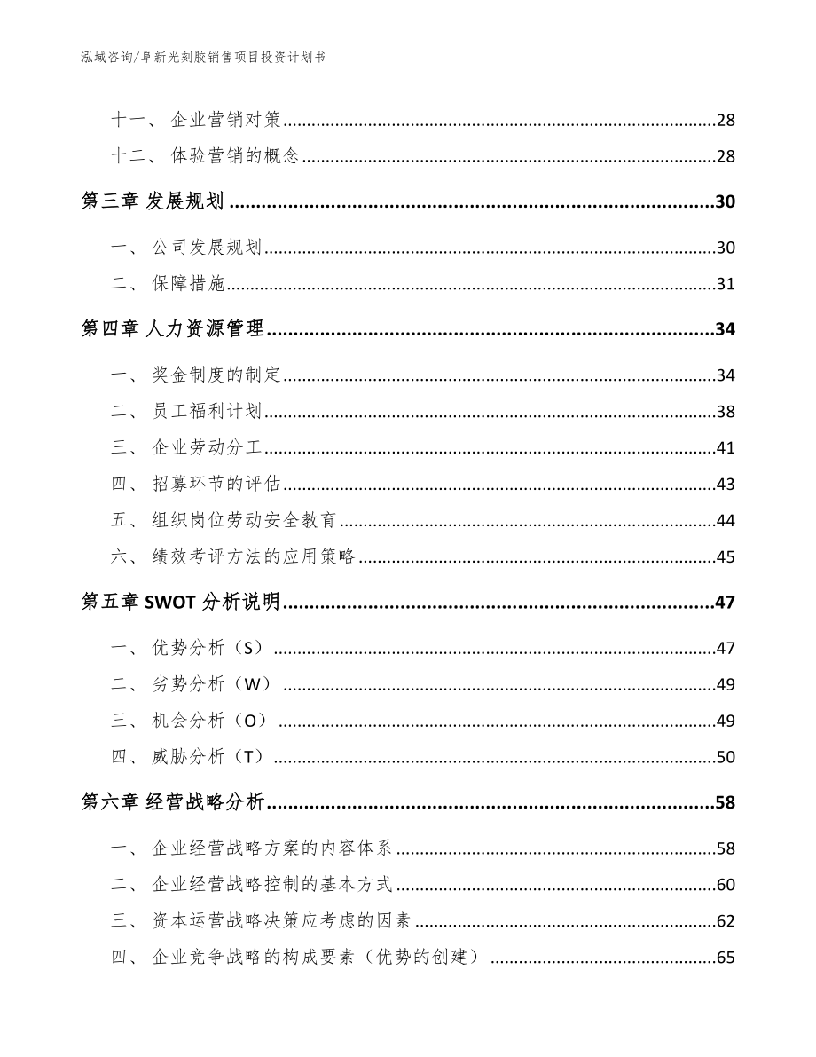 阜新光刻胶销售项目投资计划书参考范文_第2页