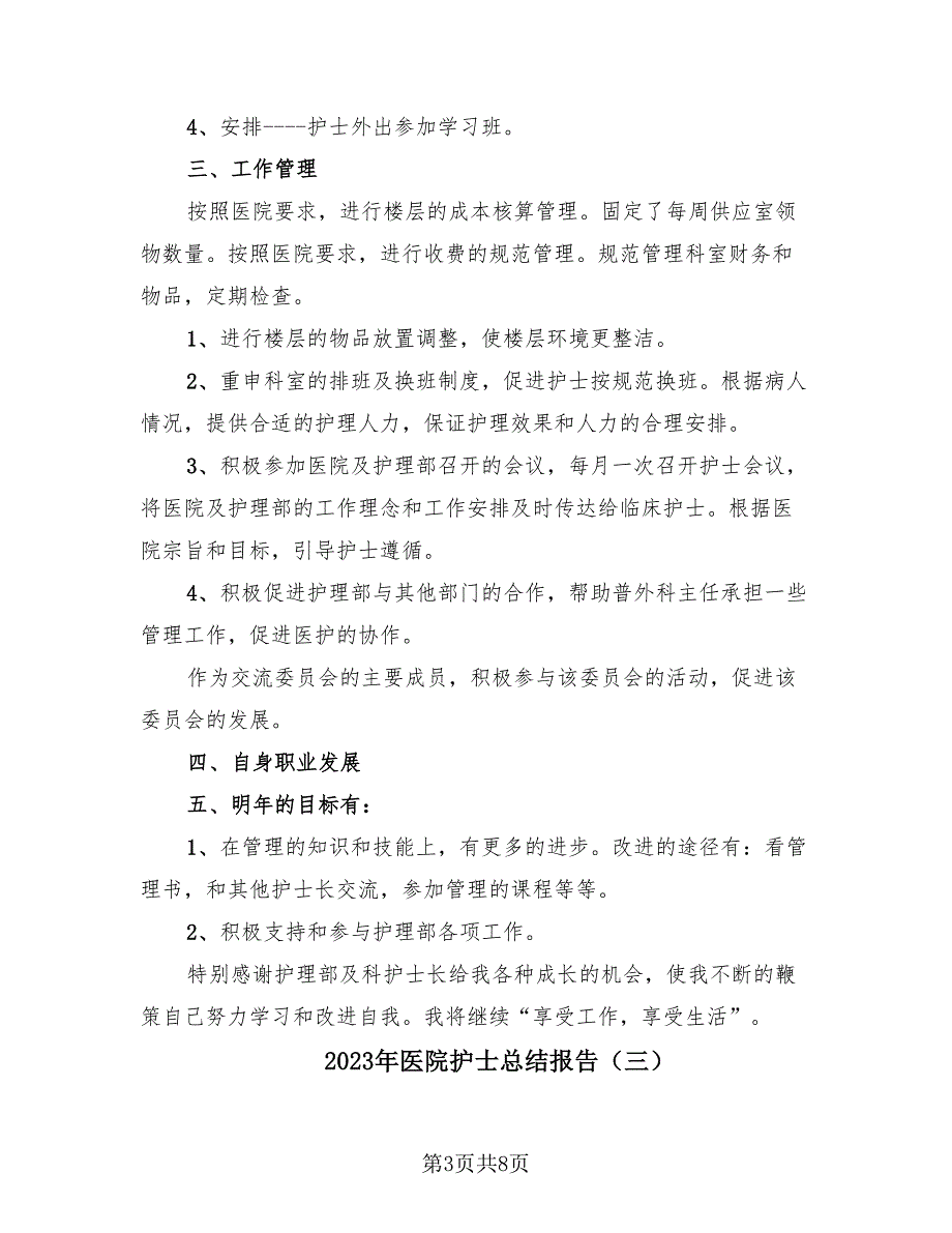 2023年医院护士总结报告（四篇）.doc_第3页