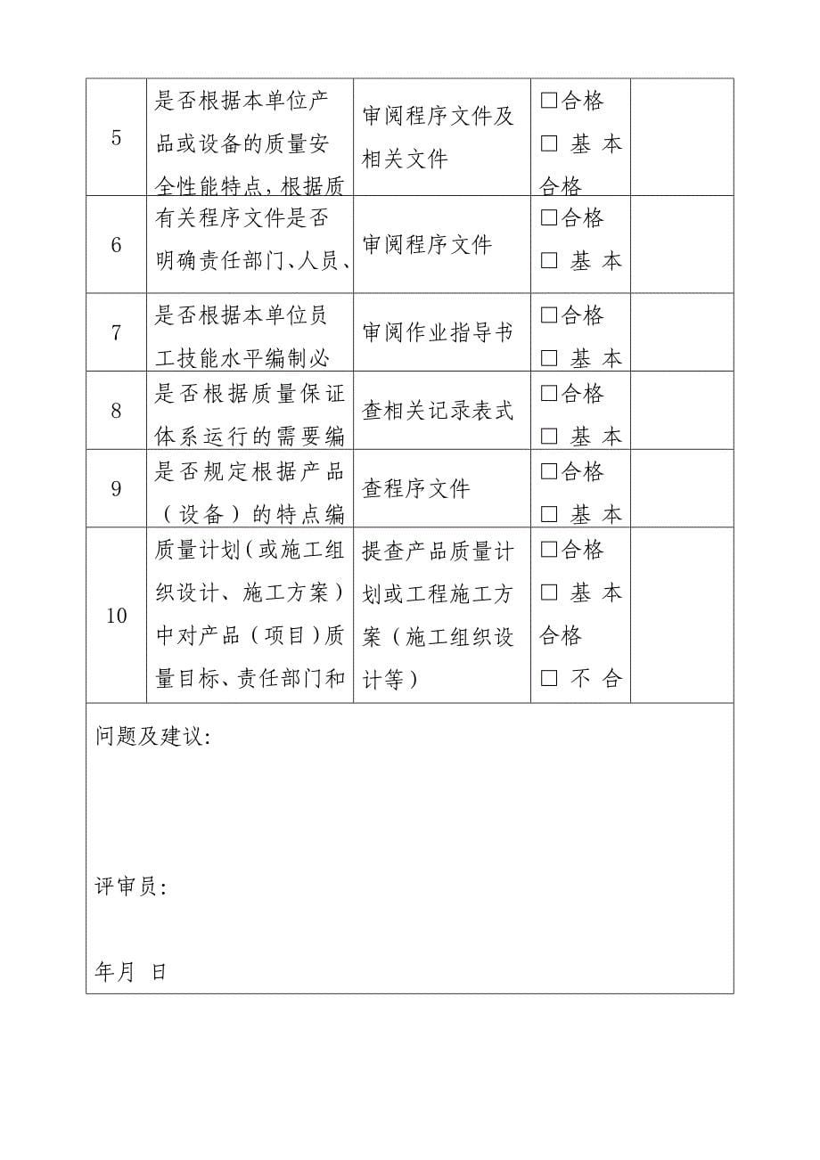 工程质量保证体系审查表样本实用文档_第5页