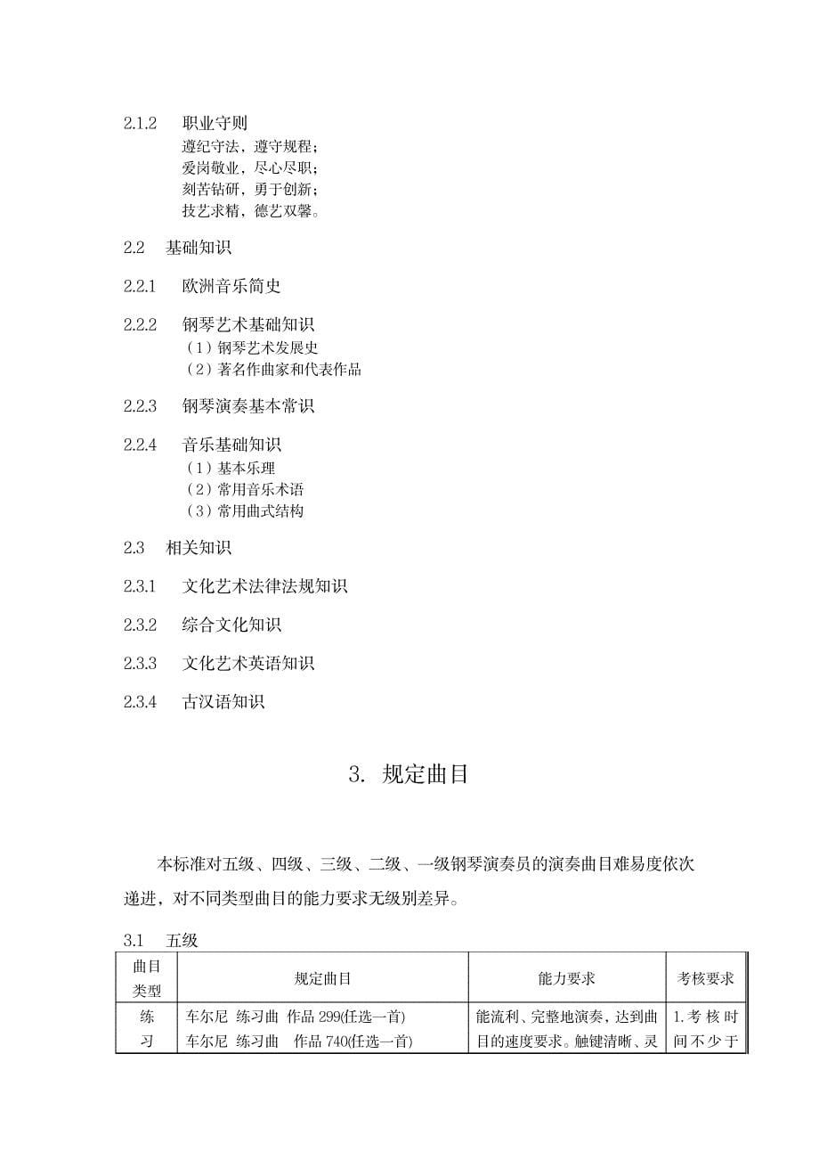 2023年钢琴演奏员国家职业标准_第5页