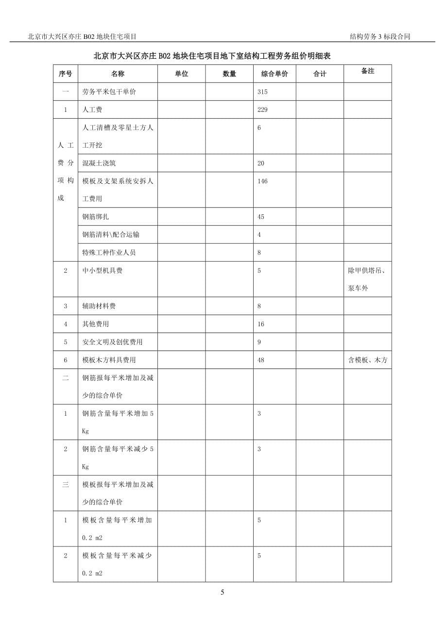 中建二局北京某住宅项目结构劳务合同_第5页