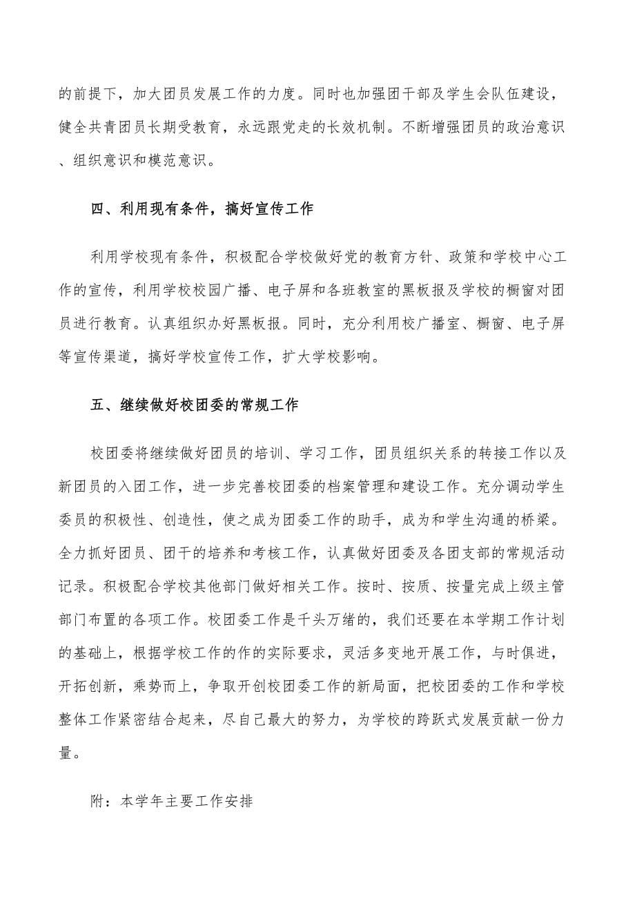 2022年校团委个人工作计划书_第5页