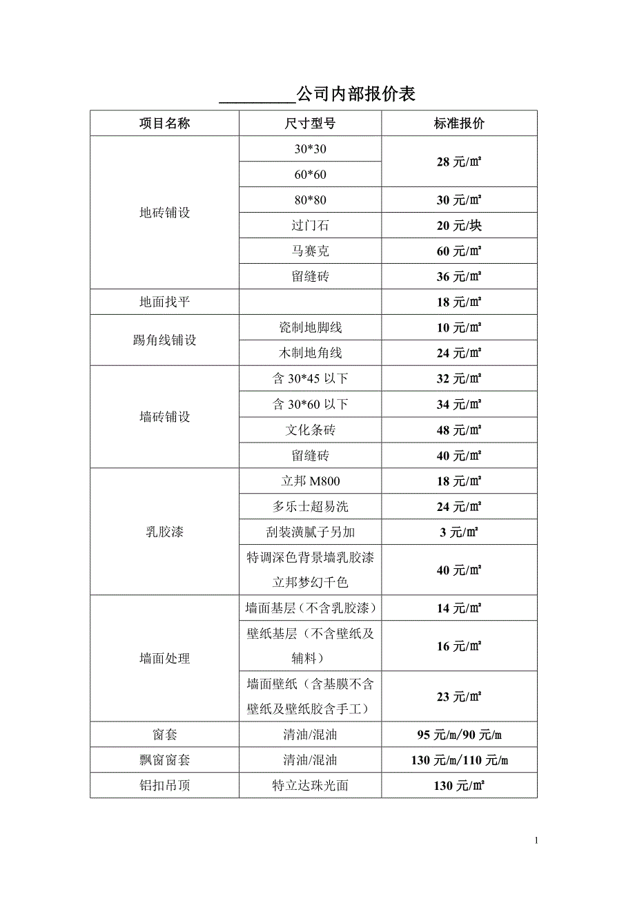 必看的装修报价表.doc_第1页