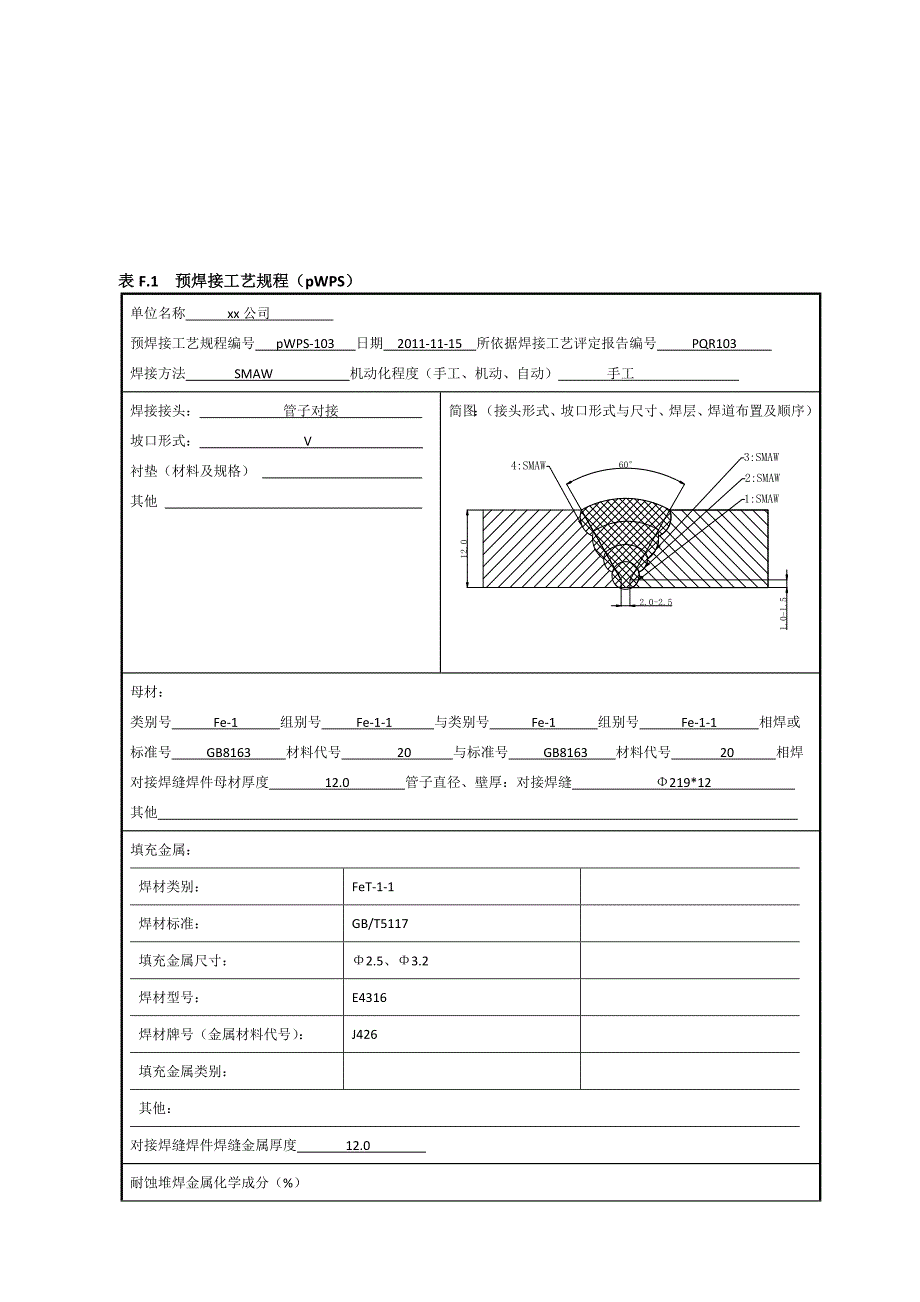 20 φ219x12管状对接焊接工艺评定焊条电弧焊_第1页