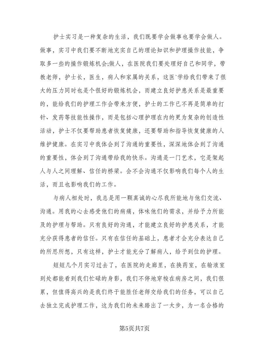 2023医院护士实习总结标准范本（2篇）.doc_第5页