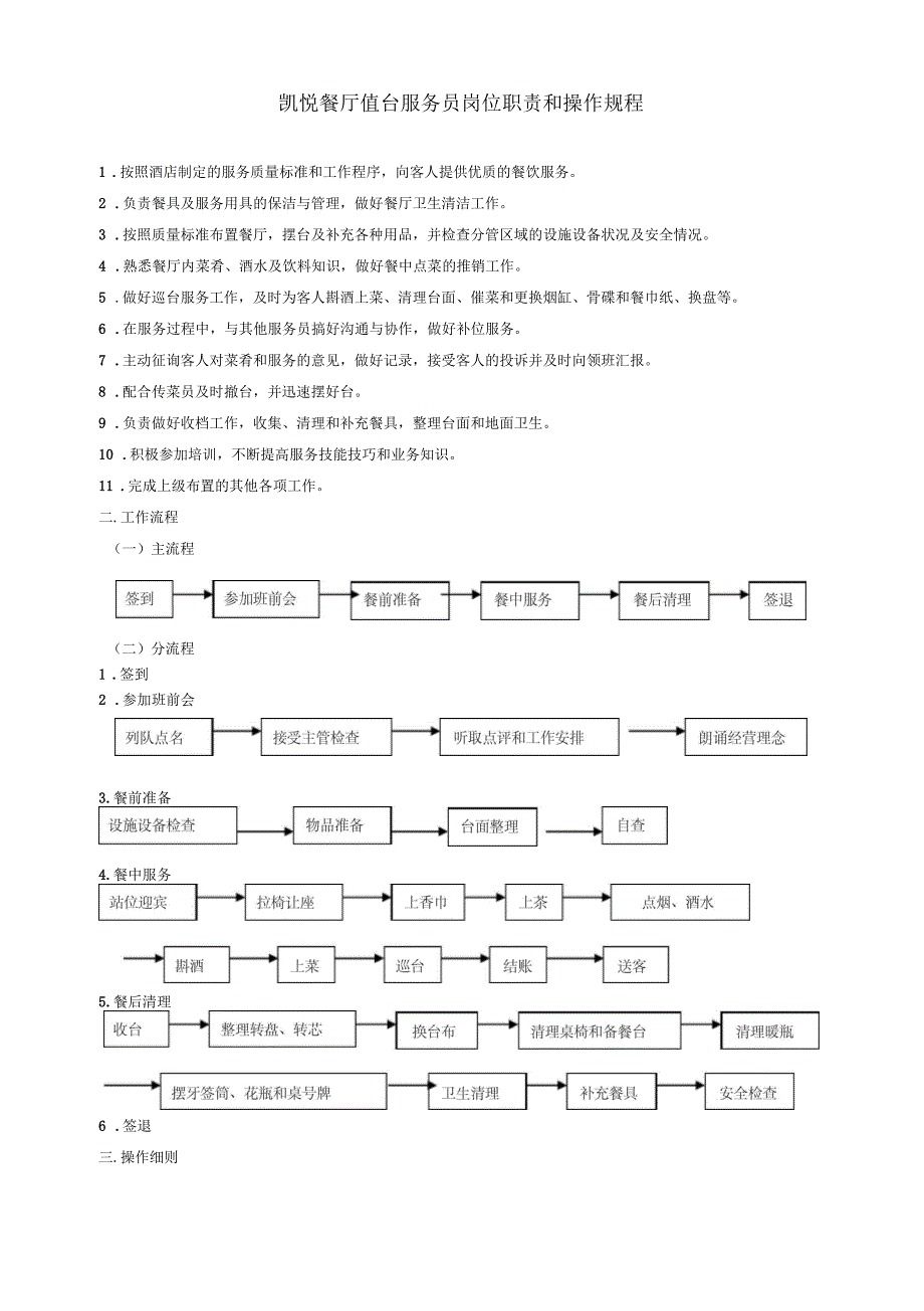 餐厅值台服务员操作规程_第1页