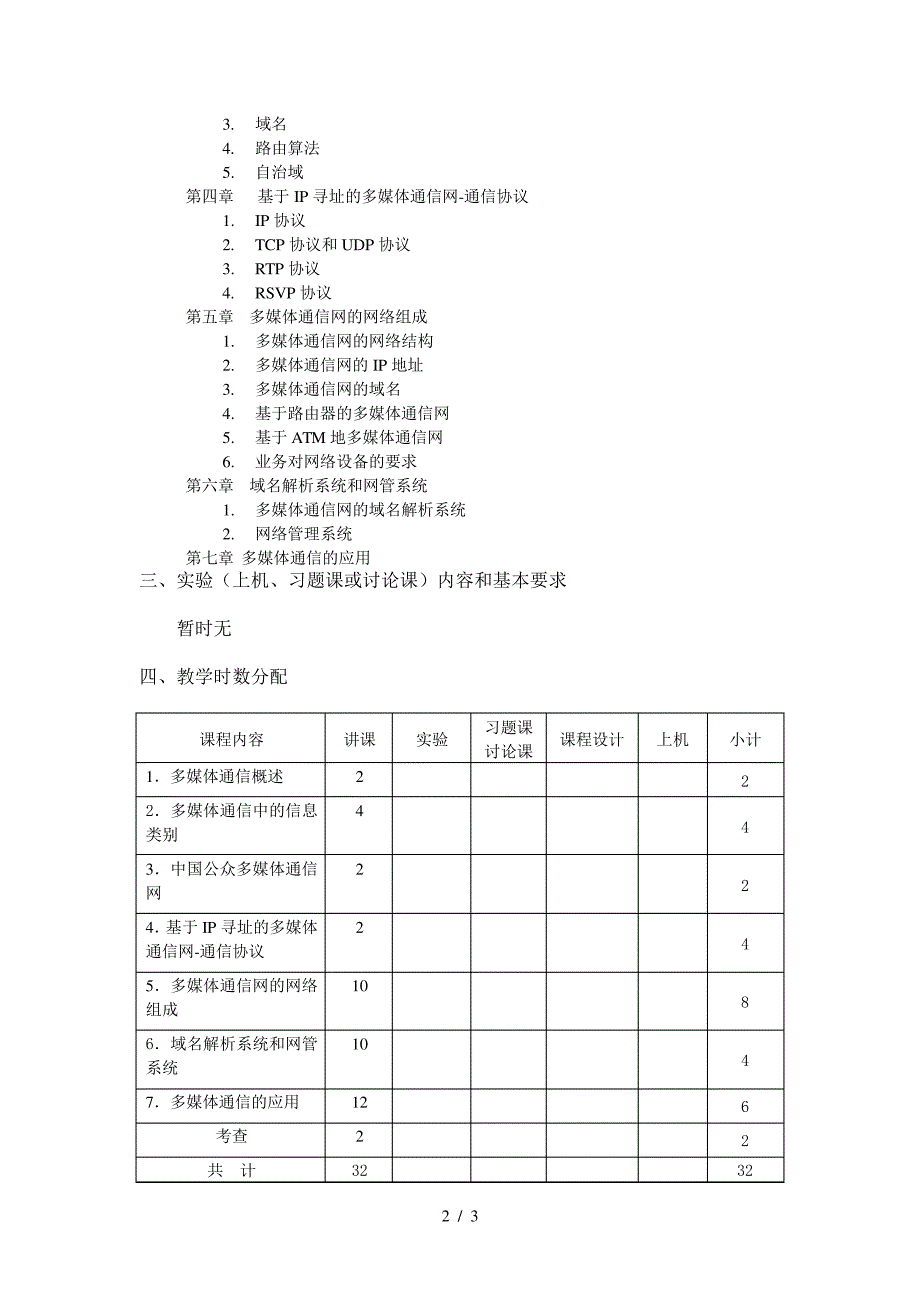 多媒体通信技术课程教学大纲9773_第2页