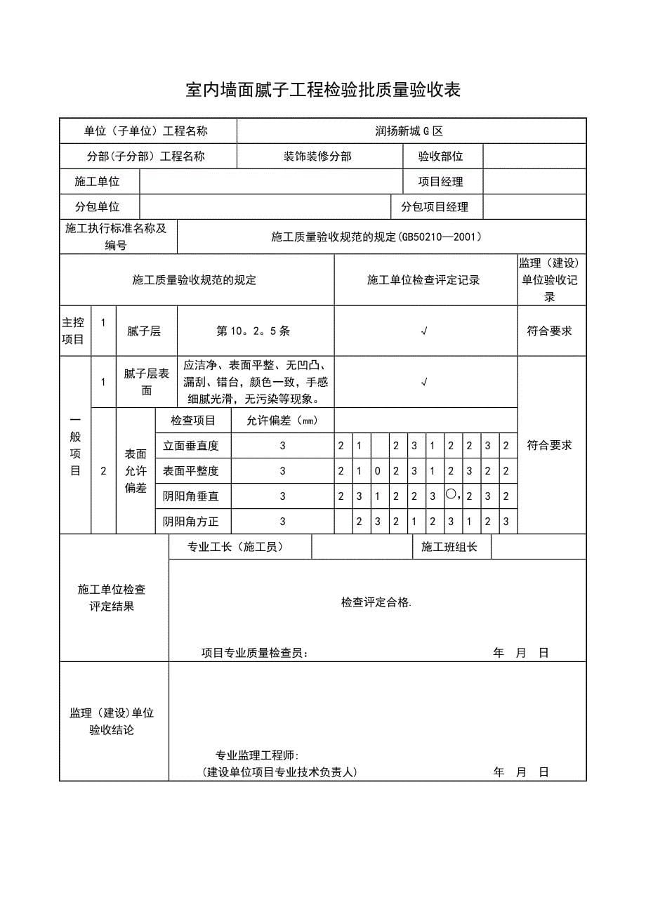 室内墙面腻子工程检验批质量验收表1.doc_第5页