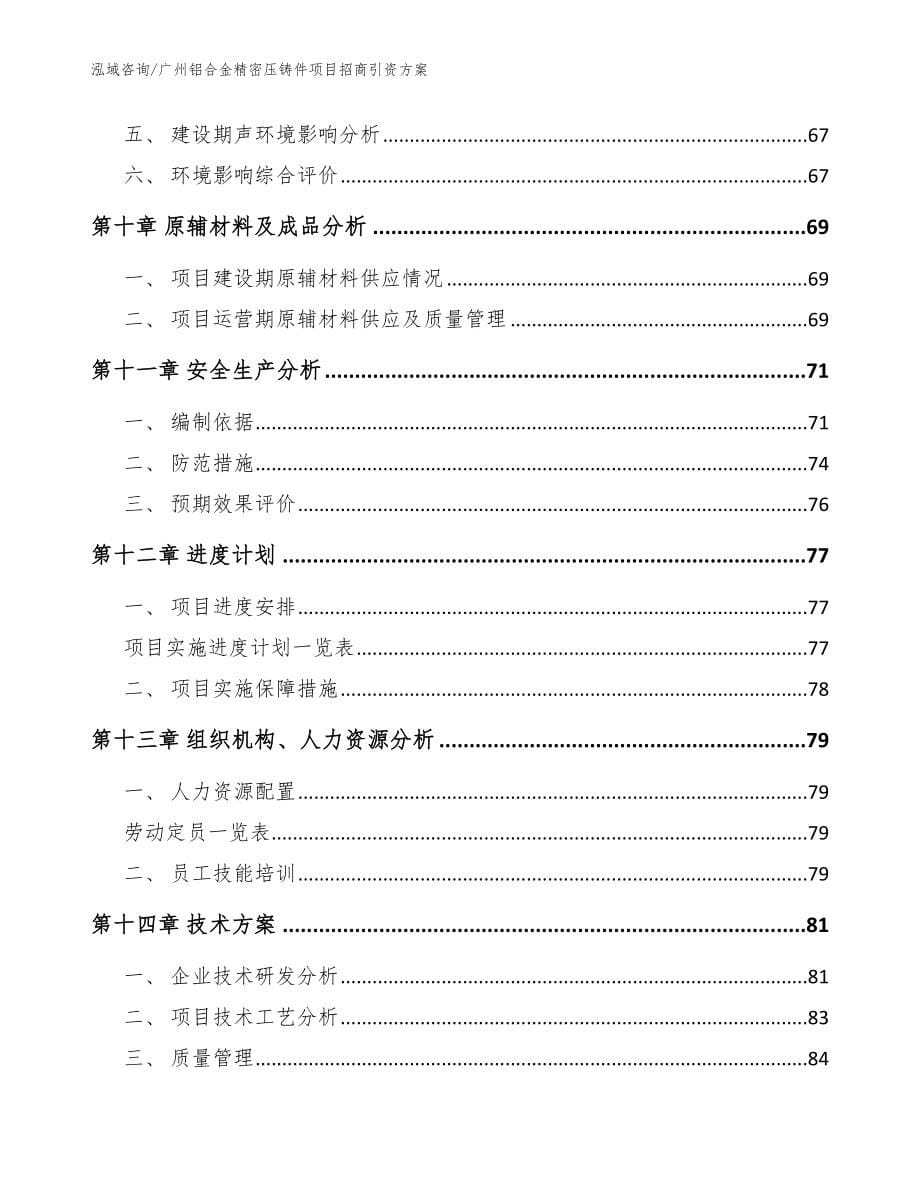 广州铝合金精密压铸件项目招商引资方案模板范文_第5页