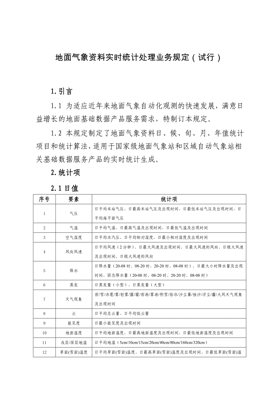 地面气象资料实时统计处理业务规定(试行)模板_第1页