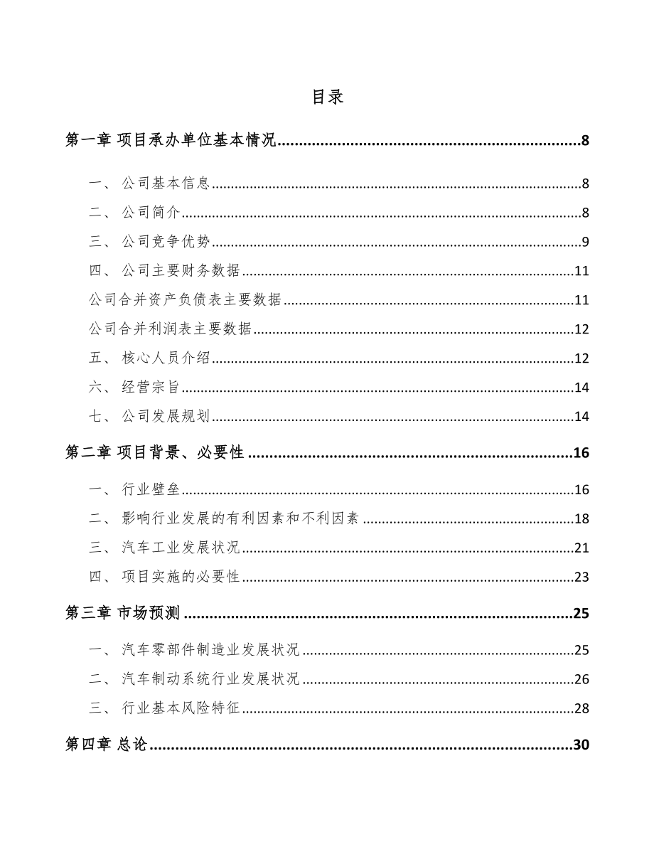 陕西关于成立汽车制动器总成公司可行性研究报告范文模板_第2页