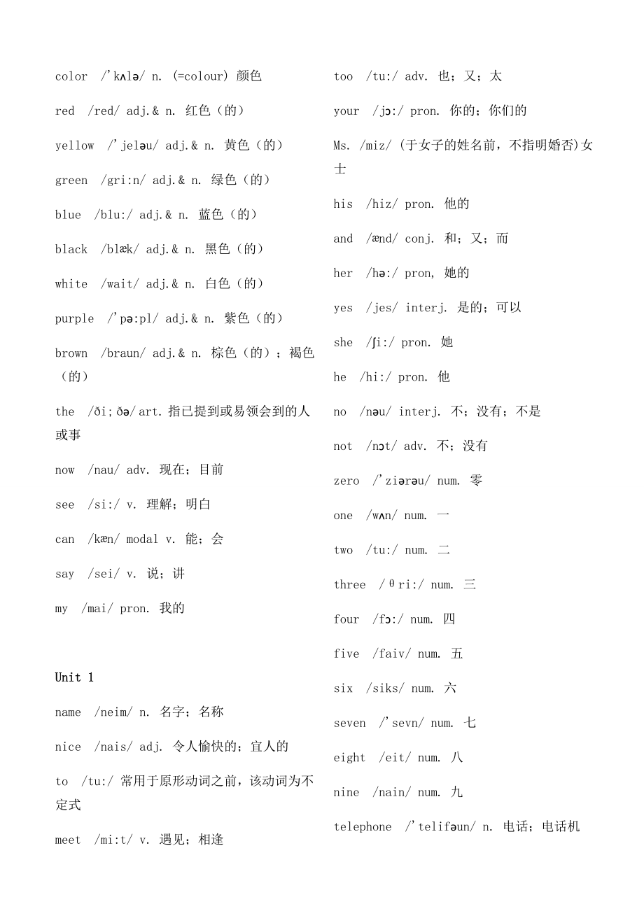 人教版初中英语单词全册_第2页