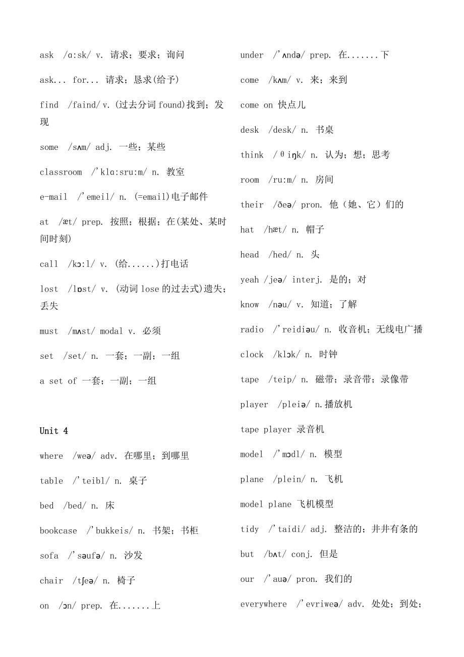 人教版初中英语单词全册_第5页