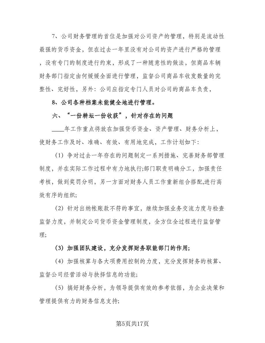 2023财务个人工作计划及安排标准范本（五篇）.doc_第5页