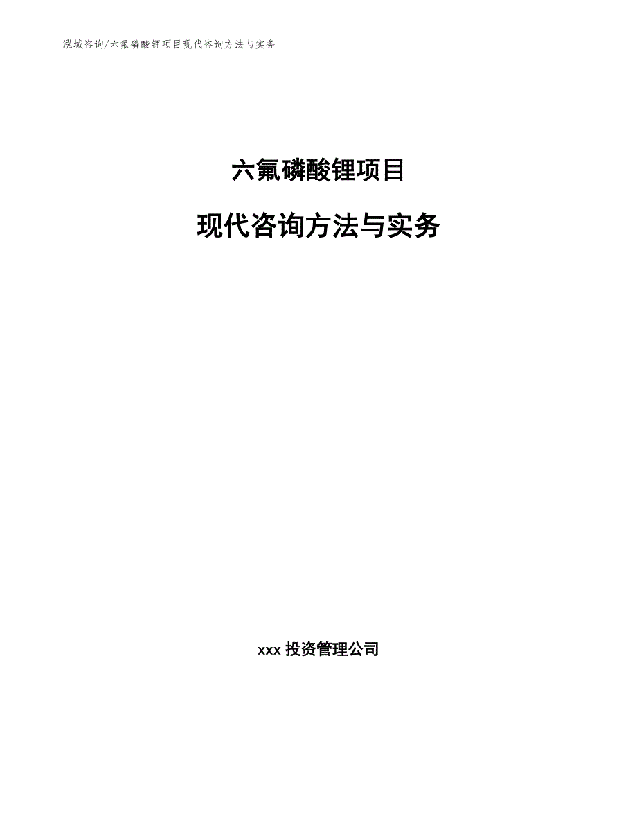 六氟磷酸锂项目现代咨询方法与实务（完整版）_第1页