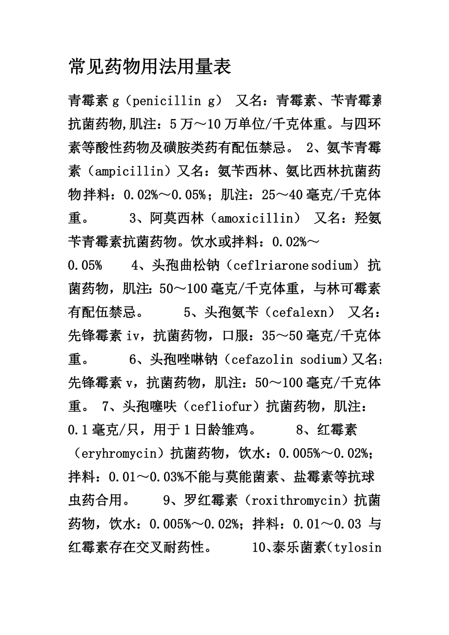 养殖猪常见药物用法用量表最新文档_第2页