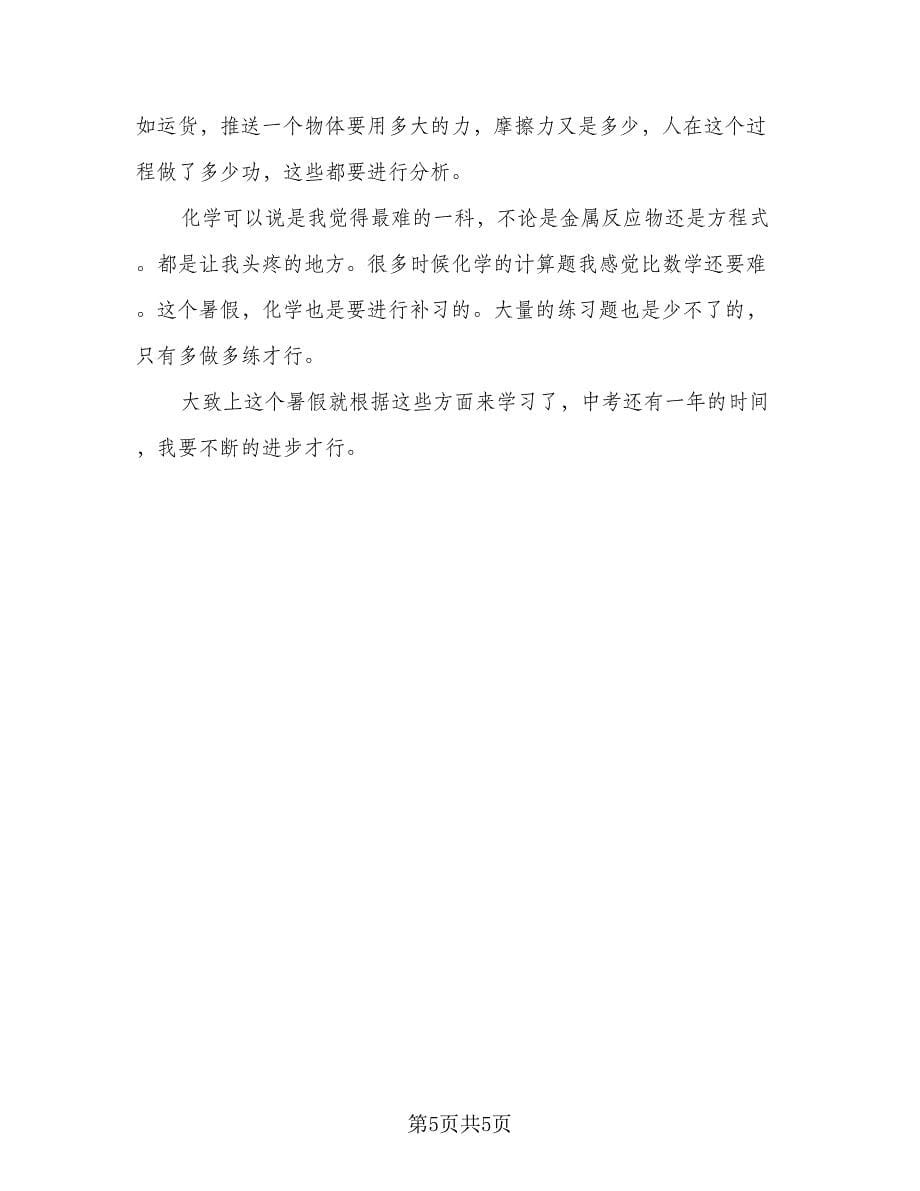 高中暑假学习计划安排标准范文（三篇）.doc_第5页