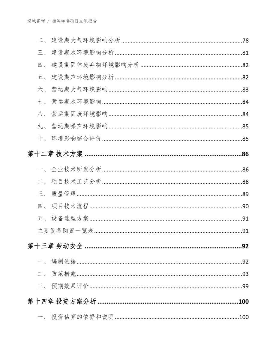 挂耳咖啡项目立项报告（模板范文）_第5页