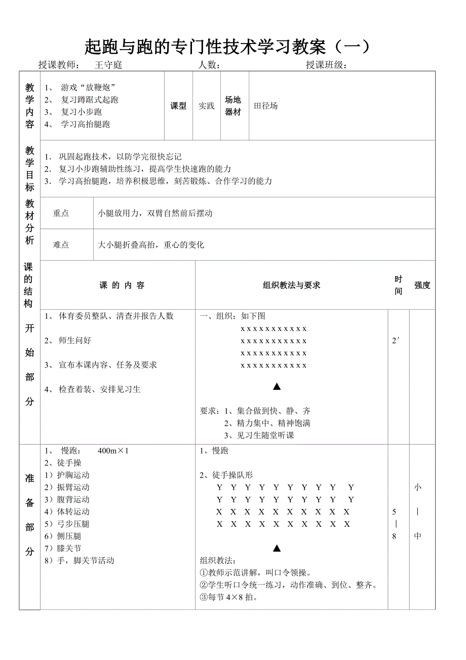 起跑与跑的专门性技术学习教案_第1页