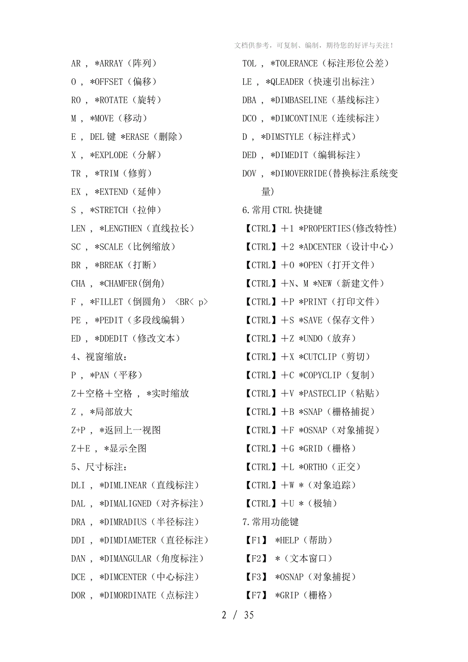 AUTOCAD最全快捷键表_第2页